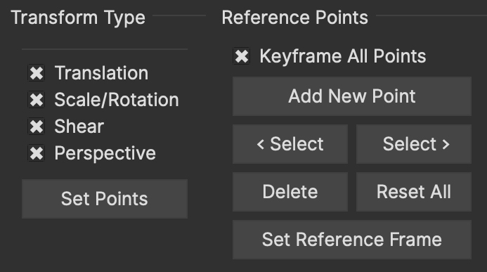 adjusttrack transform reference points